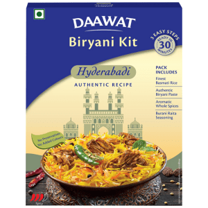 Daawat Biryani Kit – Hyderabadi, Spicy Flavour, No Added Preservatives & Colours, 334 g